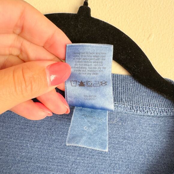 Columbia Blue Ribbed V Neck Sweatshirt - Large - Picture 4 of 6